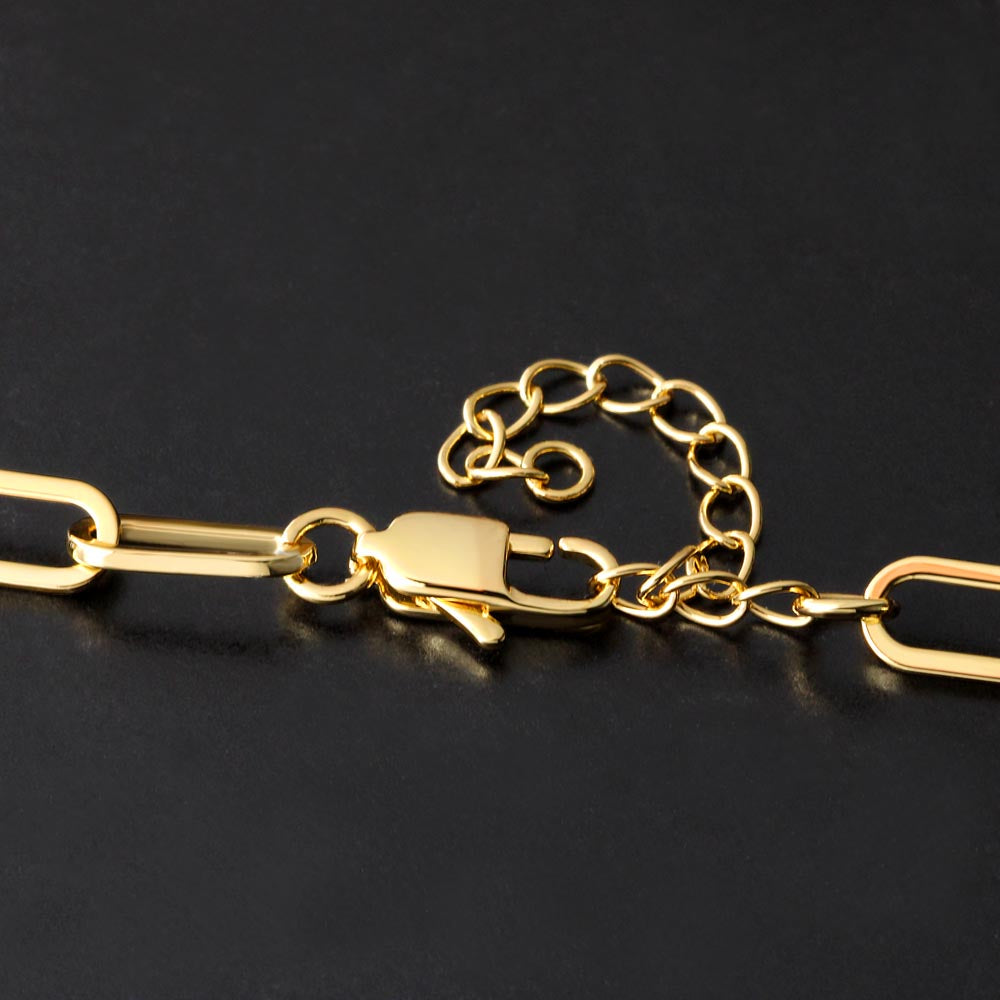 CZ Paperclip Chain avec finition or jaune 14k et 700 zircons cubiques pavés, collier luxueux moderne, cadeau statement pour elle, boîte de luxe avec LED, treasures.ch