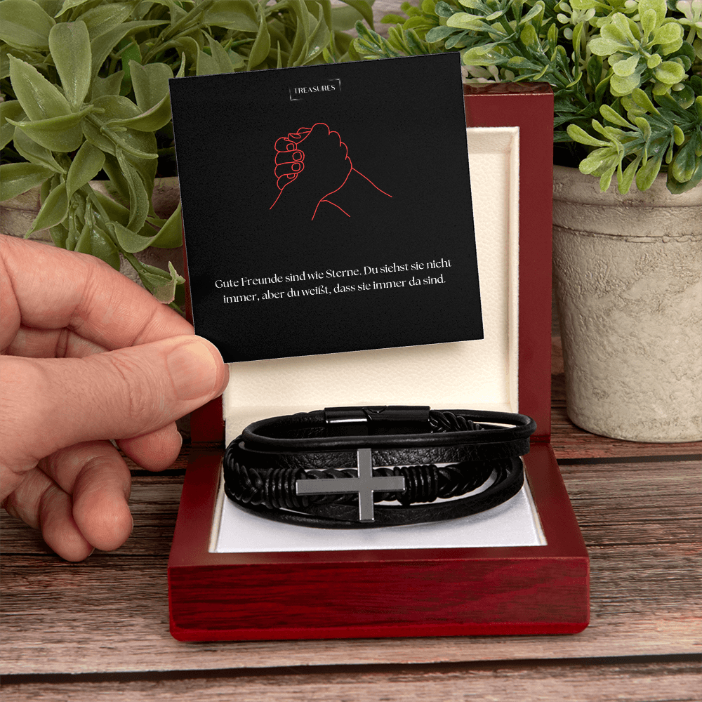 đ€ Beste Freund âBest Friends Foreverâ Lederarmband mit Kreuz