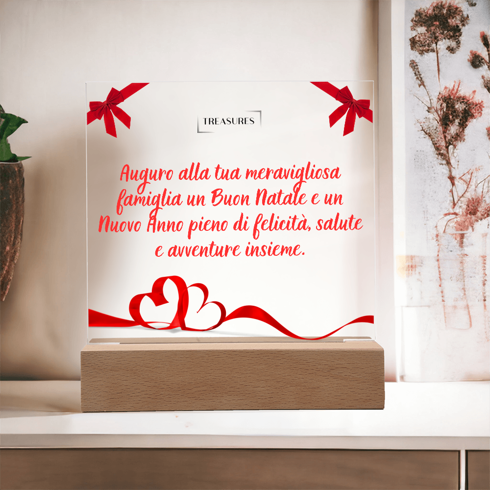 🎄 Targa Quadrata in Acrilico Stampato – Un'Indimenticabile Accoglienza Natalizia