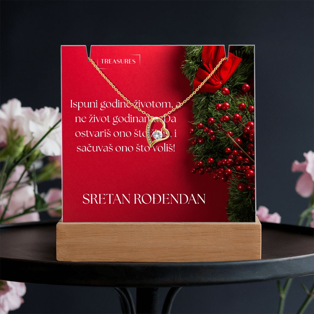 Keepsake Acrylic Bundle s LED postoljem i Forever Love ogrlicom