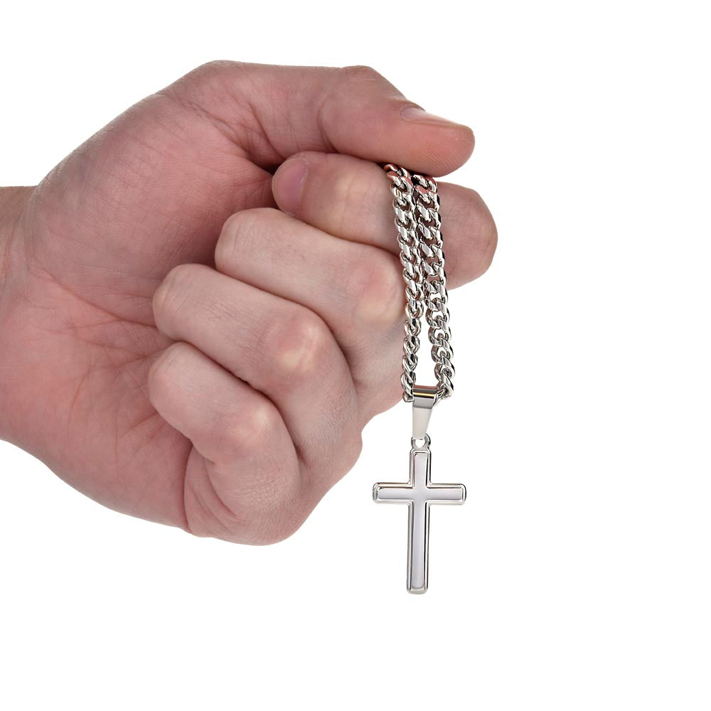 ✝️ Artisan cross necklace with Cuban link chain – A gift for real values