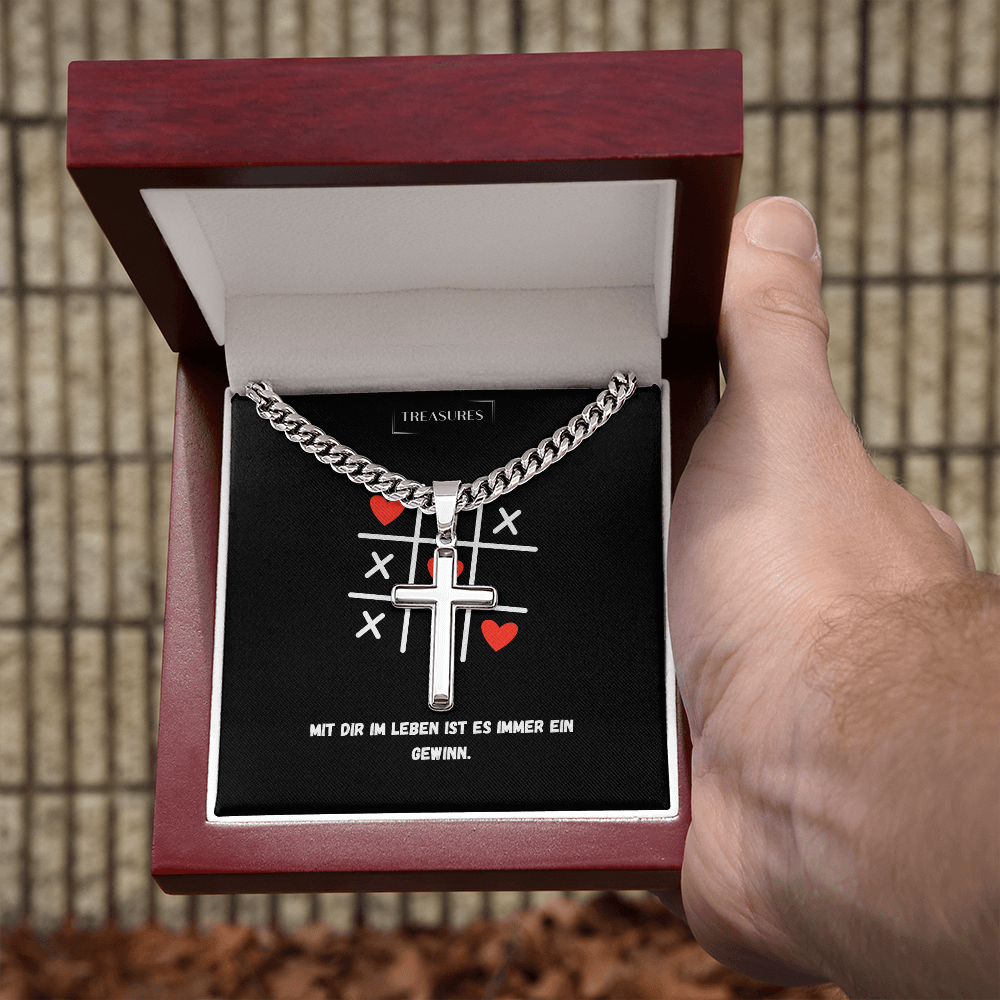 ✝️ Artisan Kreuzkette mit Cuban Link Chain – Ein Geschenk für echte Werte