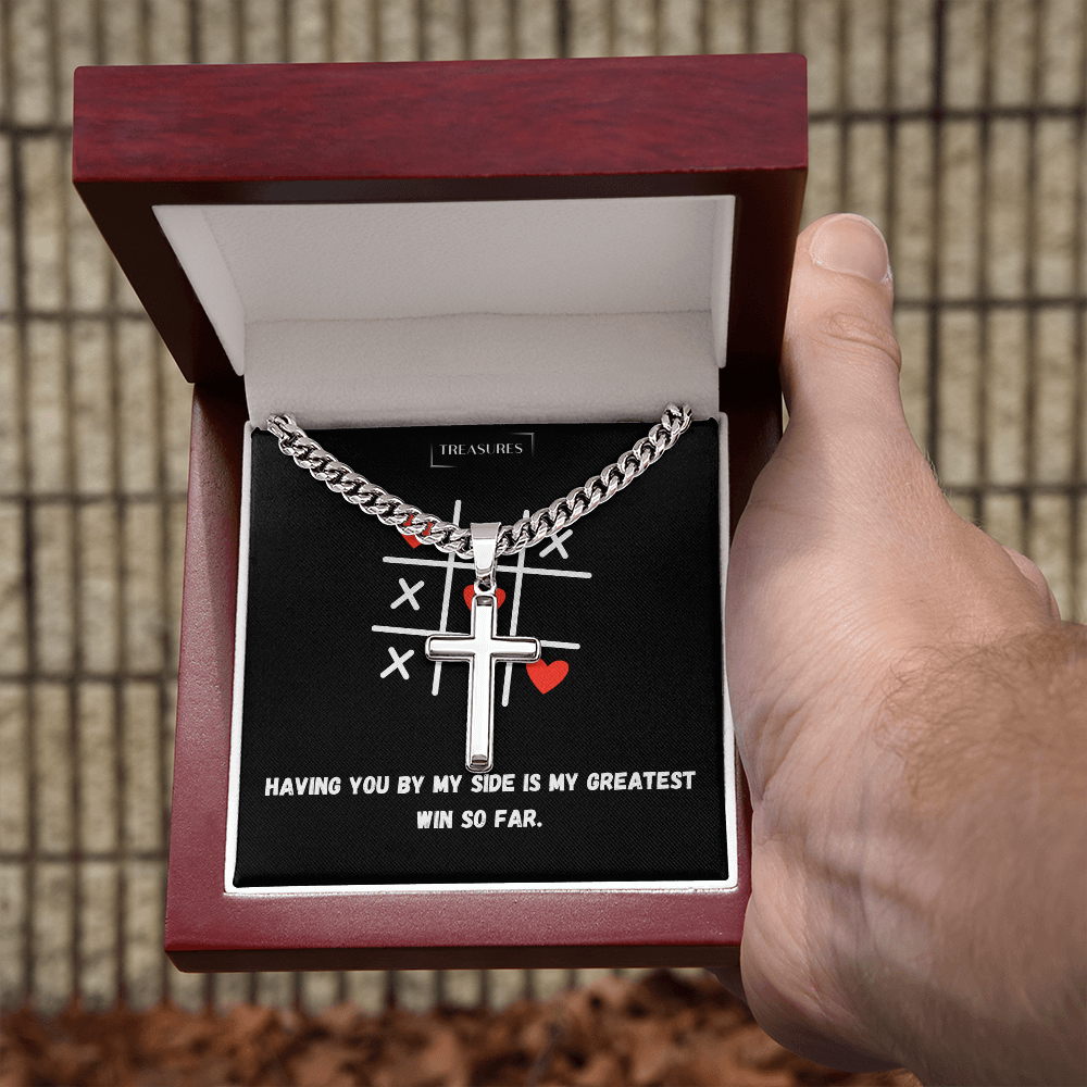 ✝️ Artisan cross necklace with Cuban link chain – A gift for real values