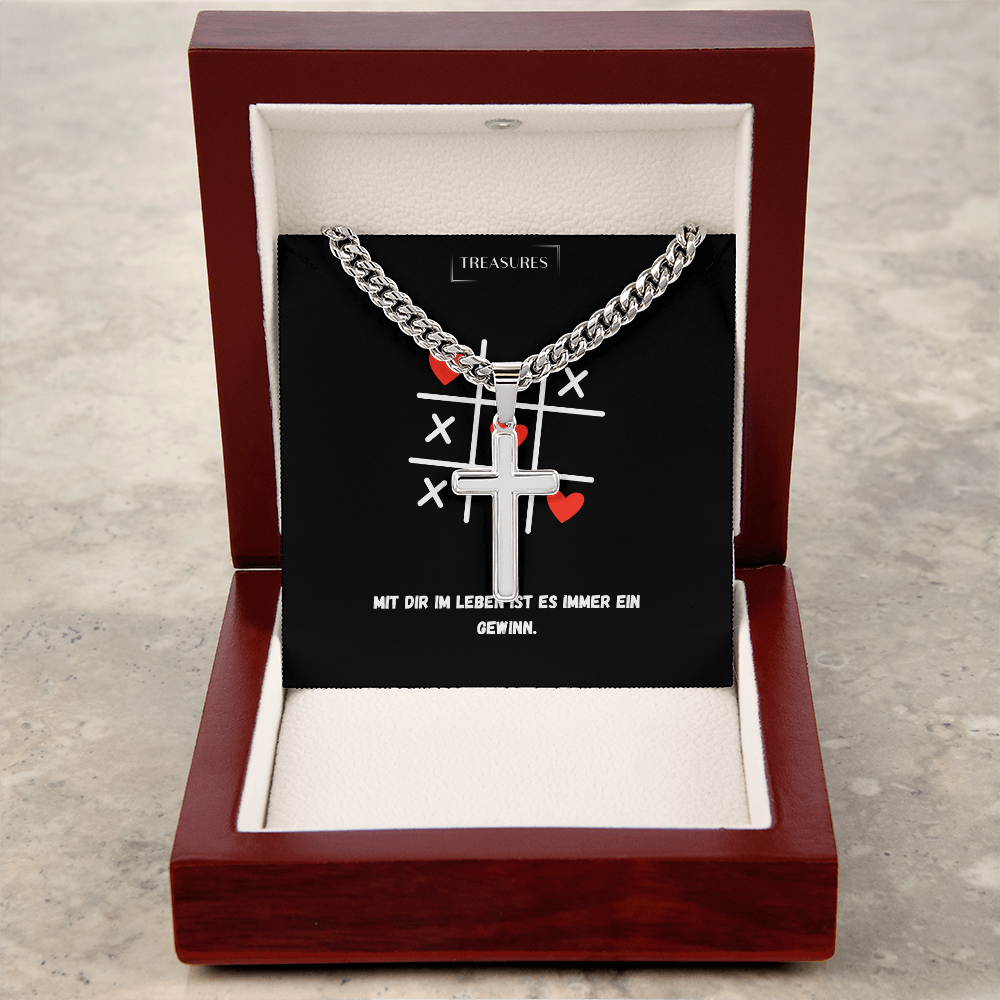 ✝️ Artisan Kreuzkette mit Cuban Link Chain – Ein Geschenk für echte Werte