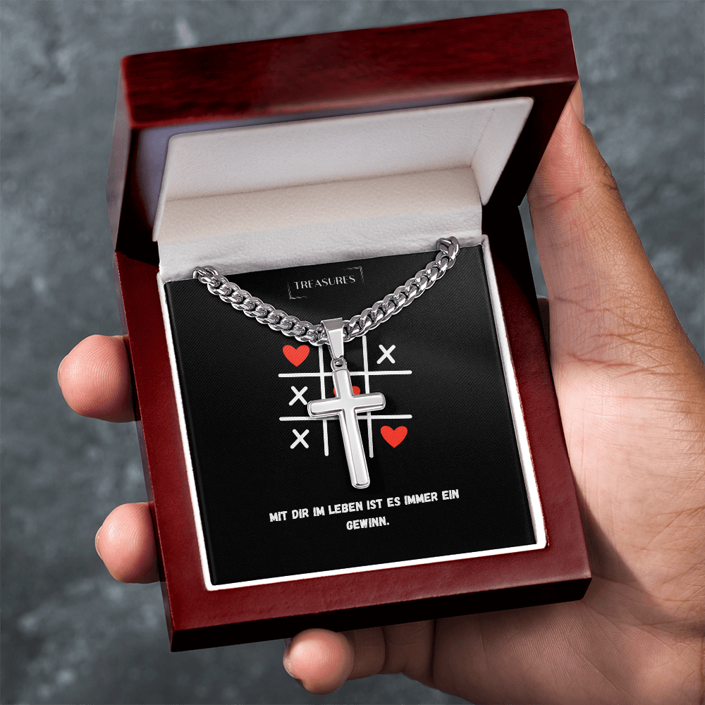 ✝️ Artisan Kreuzkette mit Cuban Link Chain – Ein Geschenk für echte Werte