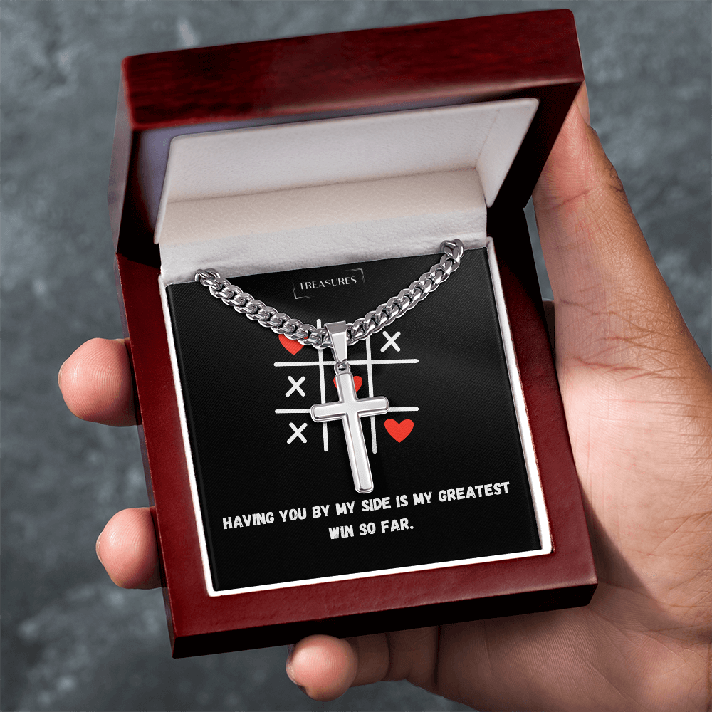 ✝️ Artisan cross necklace with Cuban link chain – A gift for real values