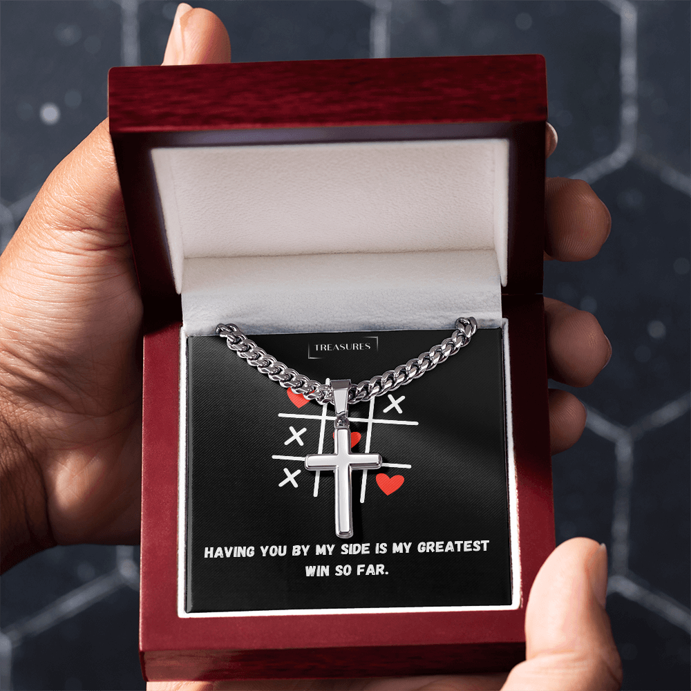 ✝️ Artisan cross necklace with Cuban link chain – A gift for real values