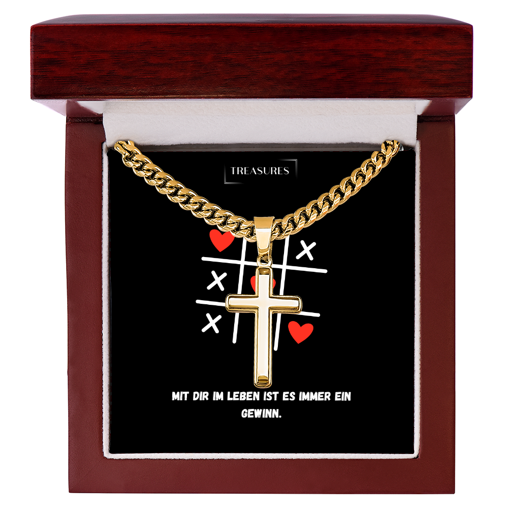 ✝️ Artisan Kreuzkette mit Cuban Link Chain – Ein Geschenk für echte Werte