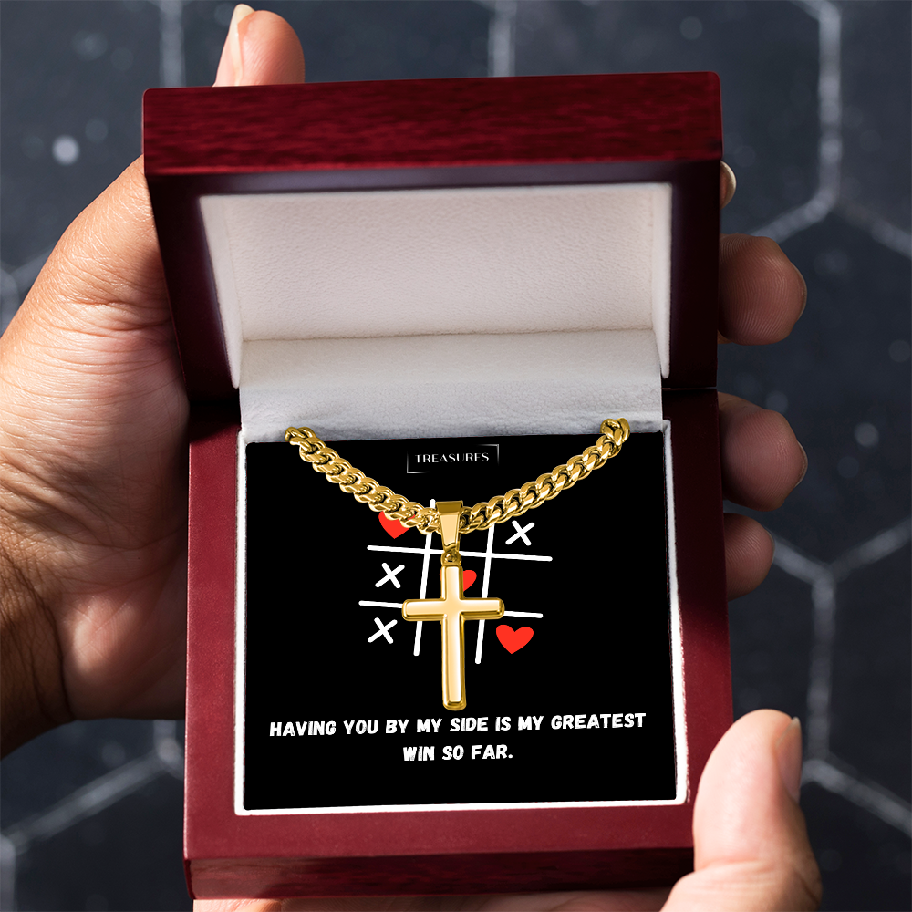 ✝️ Artisan cross necklace with Cuban link chain – A gift for real values