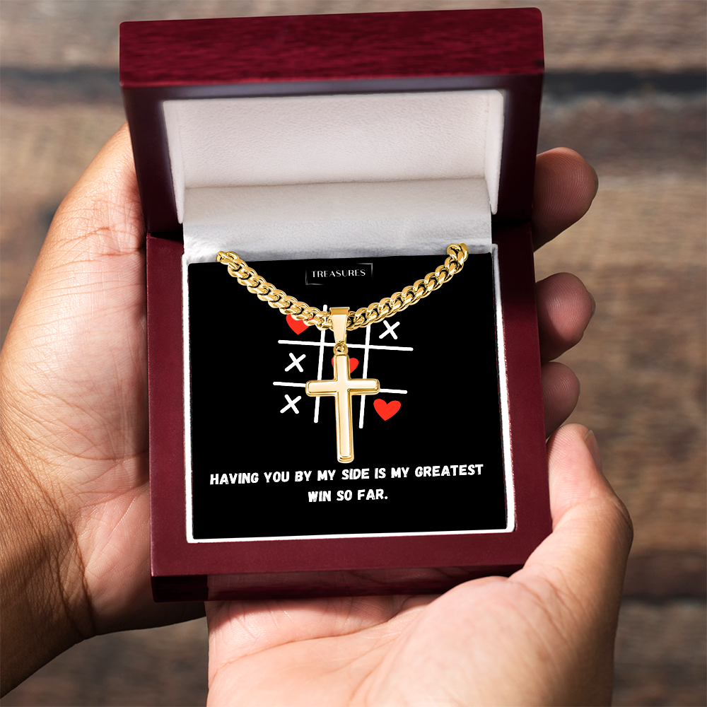 ✝️ Artisan cross necklace with Cuban link chain – A gift for real values