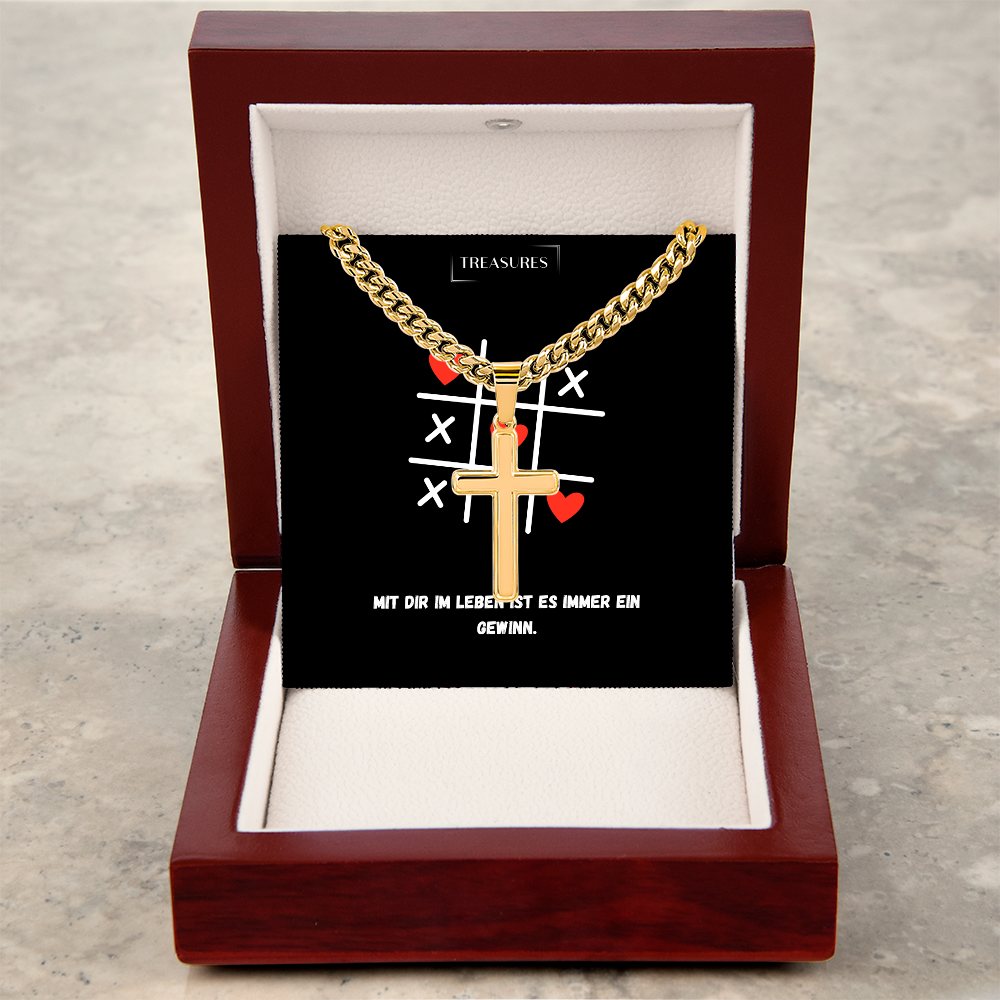 ✝️ Artisan Kreuzkette mit Cuban Link Chain – Ein Geschenk für echte Werte