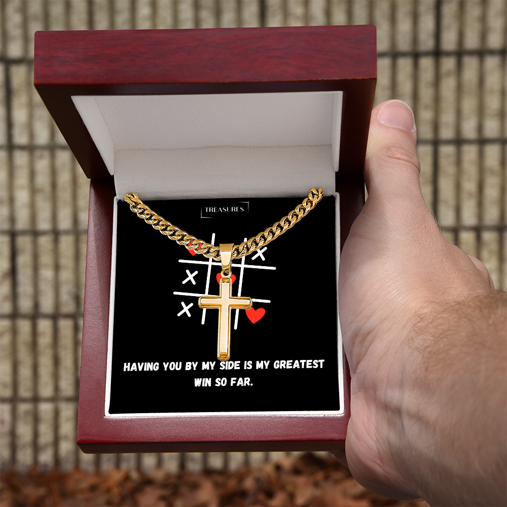 ✝️ Artisan cross necklace with Cuban link chain – A gift for real values