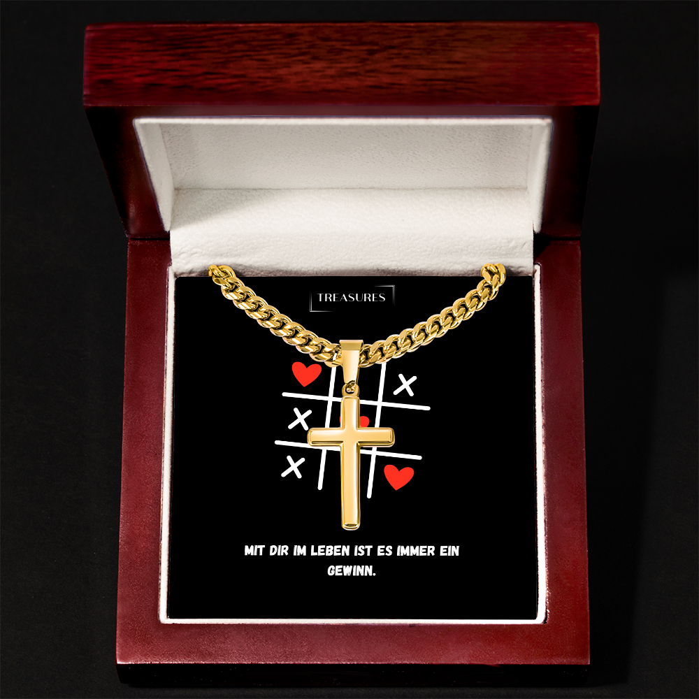 ✝️ Artisan Kreuzkette mit Cuban Link Chain – Ein Geschenk für echte Werte