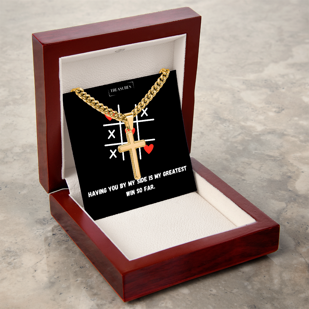 ✝️ Artisan cross necklace with Cuban link chain – A gift for real values