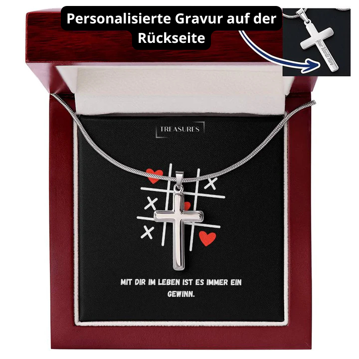 Handgefertigte, gravierbare Kreuzkette für Männer, elegantes Schweizer Symbol für Glauben und Liebe, ideal für Geburtstag, Weihnachten, Familiengeschenk, treasures.ch