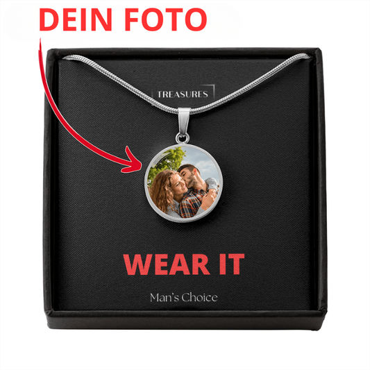 Kunden Foto-Hochladen – Runder Anhänger (Halskette) GRAVIERUNG GRATIS