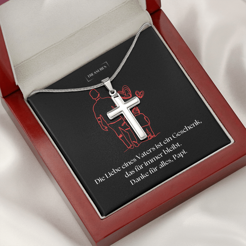 Für Vater „Ewiger Glaube“ Handgefertigte Kreuzhalskette