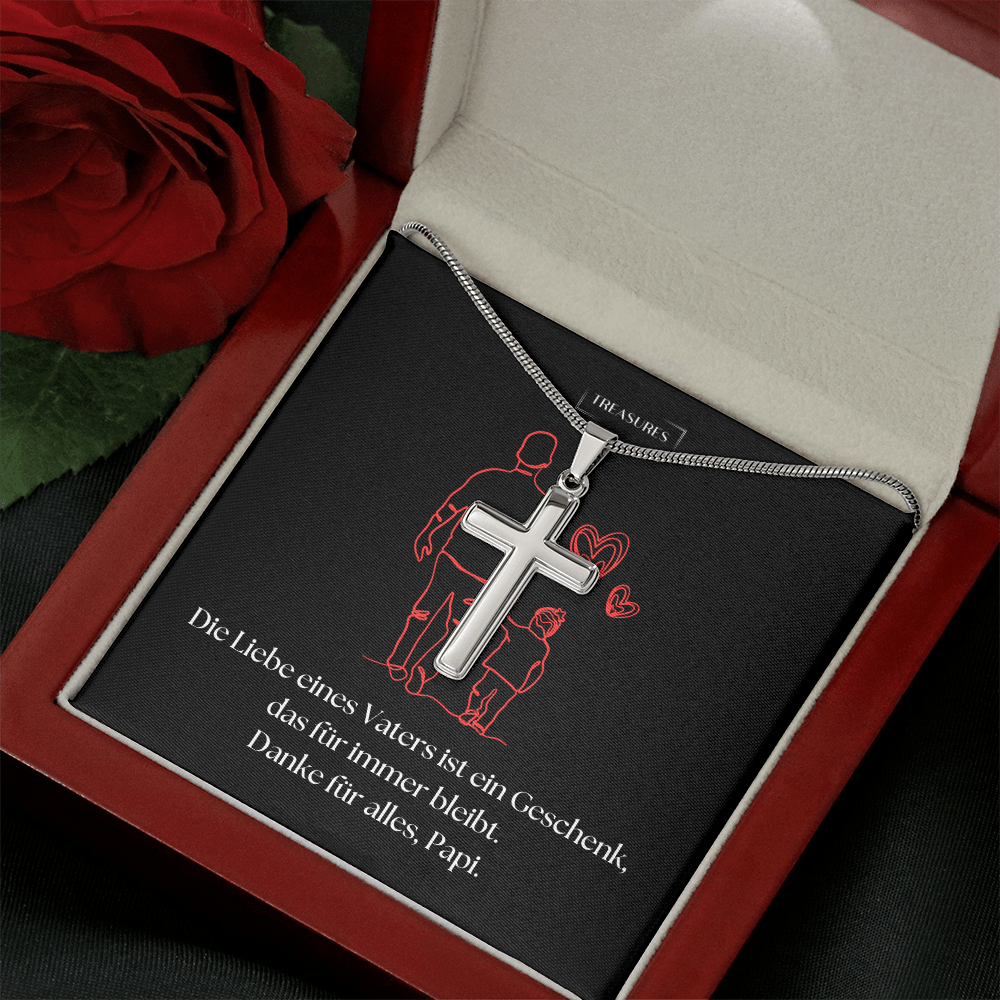 Für Vater „Ewiger Glaube“ Handgefertigte Kreuzhalskette