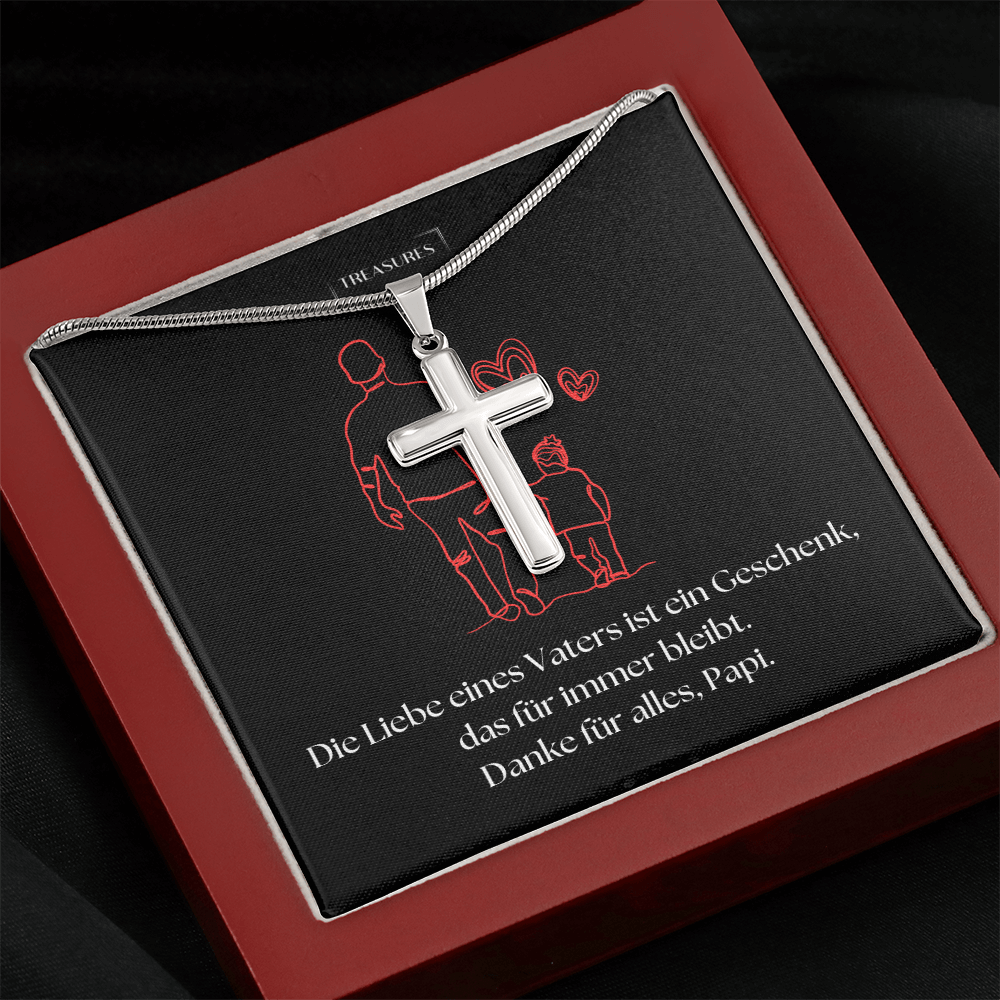Für Vater „Ewiger Glaube“ Handgefertigte Kreuzhalskette