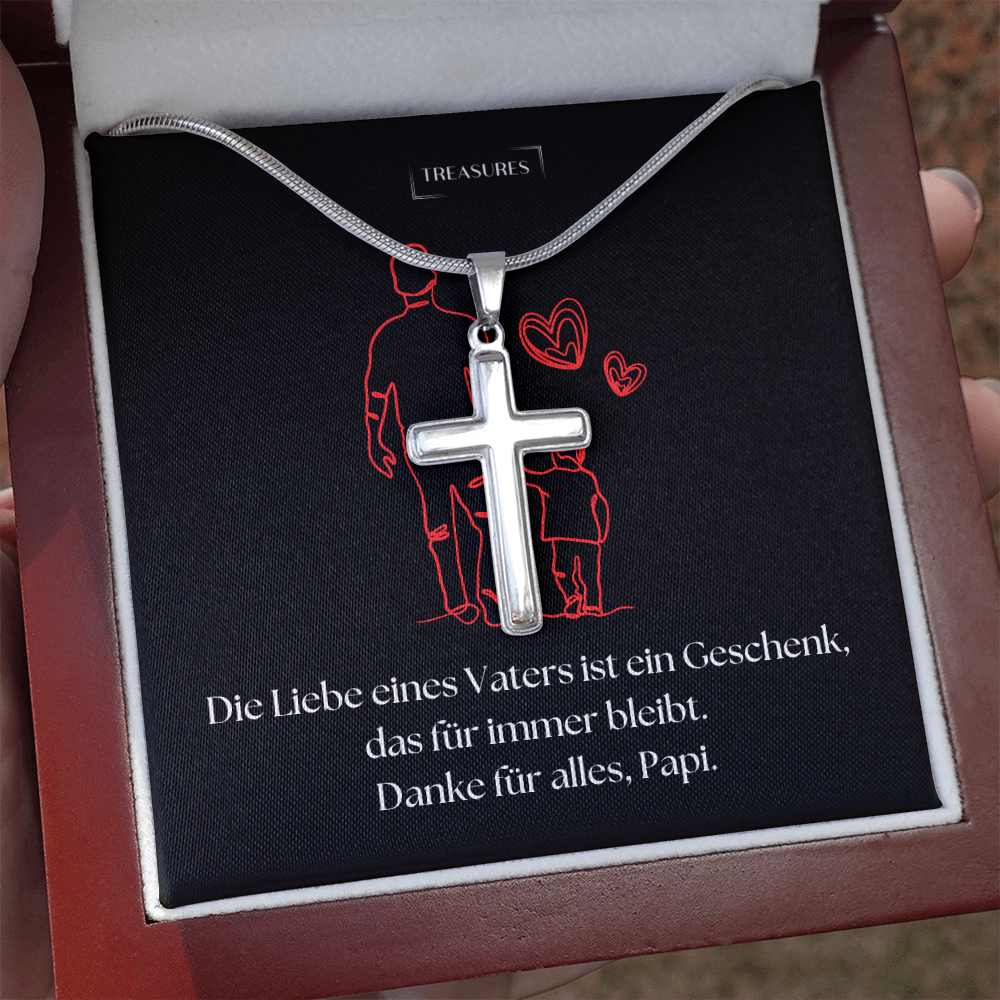 Für Vater „Ewiger Glaube“ Handgefertigte Kreuzhalskette