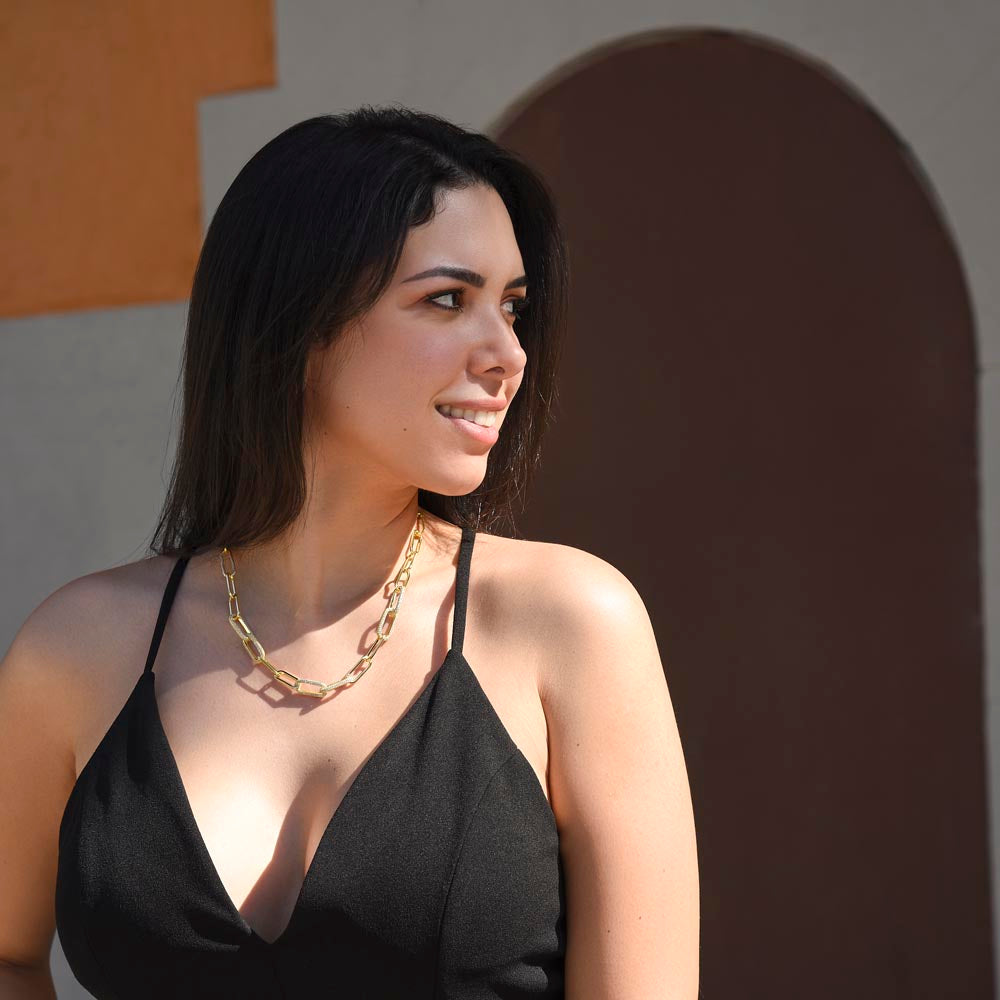 CZ Paperclip-Ketten-Halskette