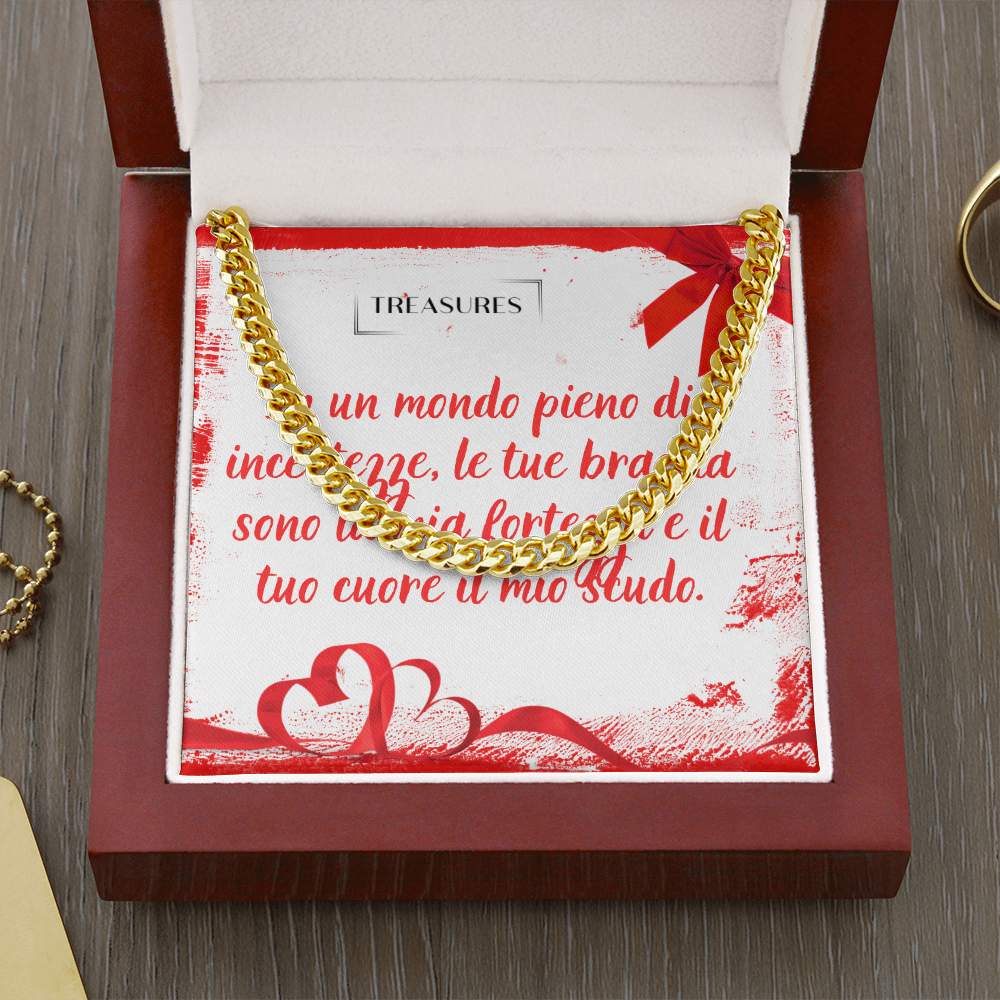 Collana Cuban Link in acciaio inox lucido o oro giallo 14K, lunghezza regolabile, 5 mm di larghezza, gioiello classico per lui e per lei, confezione regalo, treasures.ch
