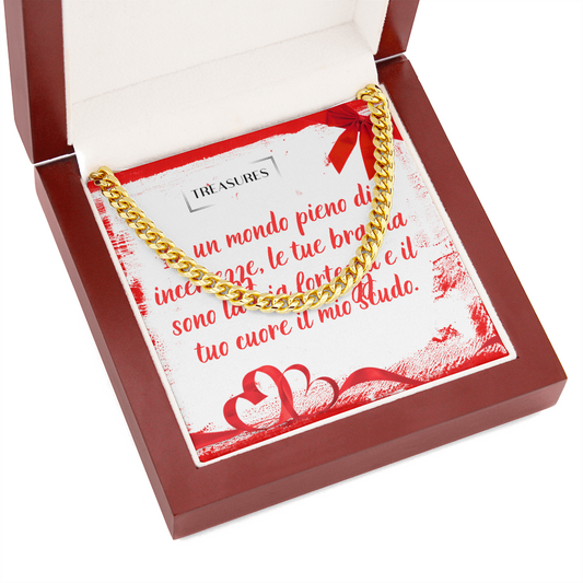 Collana Cuban Link in acciaio inox lucido o oro giallo 14K, lunghezza regolabile, 5 mm di larghezza, gioiello classico per lui e per lei, confezione regalo, treasures.ch
