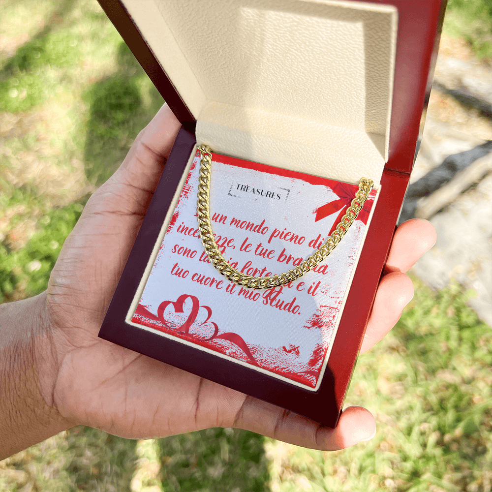 Collana Cuban Link in acciaio inox lucido o oro giallo 14K, lunghezza regolabile, 5 mm di larghezza, gioiello classico per lui e per lei, confezione regalo, treasures.ch
