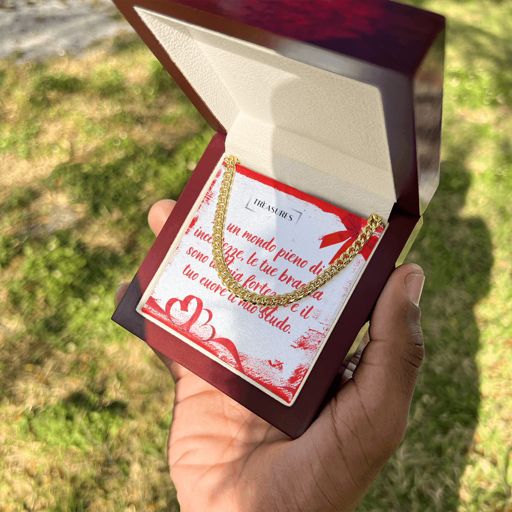 Collana Cuban Link in acciaio inox lucido o oro giallo 14K, lunghezza regolabile, 5 mm di larghezza, gioiello classico per lui e per lei, confezione regalo, treasures.ch
