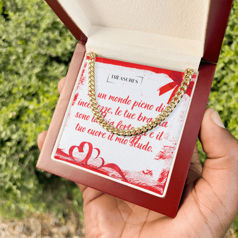 Collana Cuban Link in acciaio inox lucido o oro giallo 14K, lunghezza regolabile, 5 mm di larghezza, gioiello classico per lui e per lei, confezione regalo, treasures.ch
