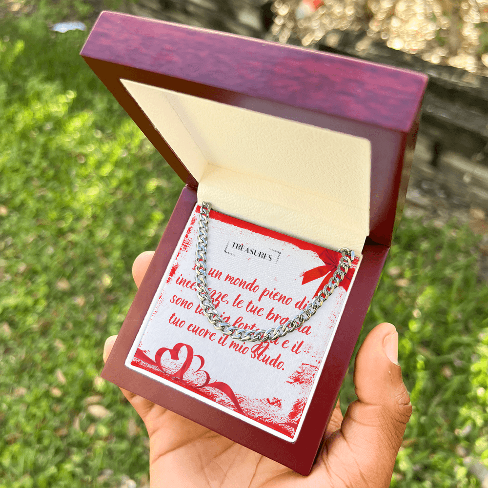 Collana Cuban Link in acciaio inox lucido o oro giallo 14K, lunghezza regolabile, 5 mm di larghezza, gioiello classico per lui e per lei, confezione regalo, treasures.ch
