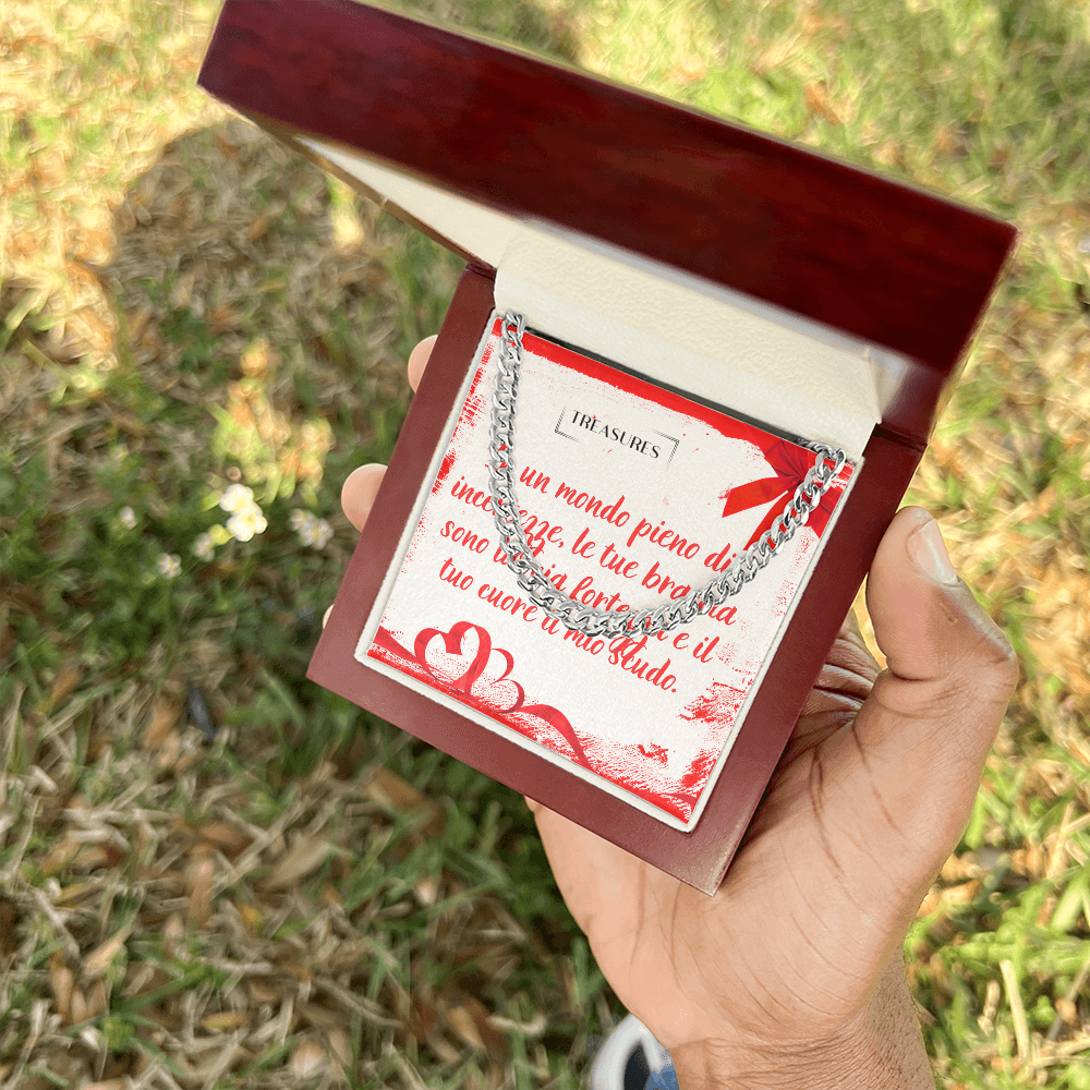 Collana Cuban Link in acciaio inox lucido o oro giallo 14K, lunghezza regolabile, 5 mm di larghezza, gioiello classico per lui e per lei, confezione regalo, treasures.ch
