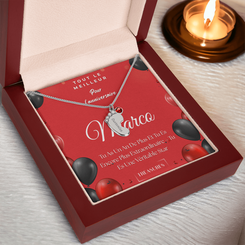 Collier Personnalisé Pieds de Bébé avec Pierre de Naissance – Un Souvenir Pour Toute La Vie