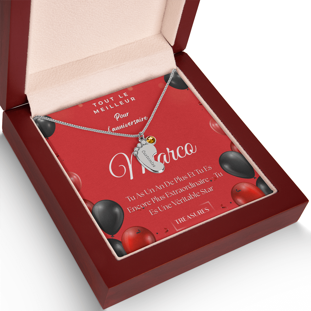 Collier Personnalisé Pieds de Bébé avec Pierre de Naissance – Un Souvenir Pour Toute La Vie