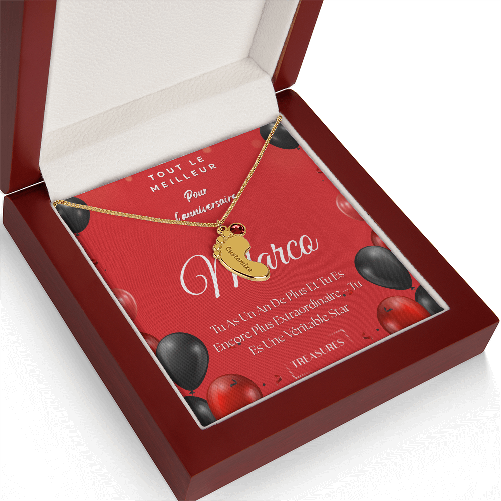 Collier Personnalisé Pieds de Bébé avec Pierre de Naissance – Un Souvenir Pour Toute La Vie