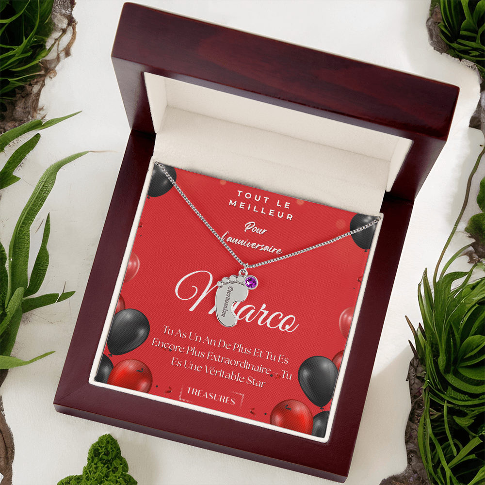 Collier Personnalisé Pieds de Bébé avec Pierre de Naissance – Un Souvenir Pour Toute La Vie