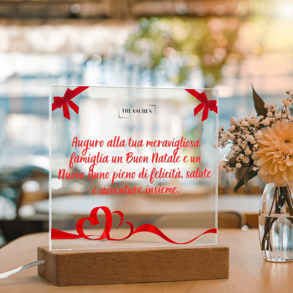 🎄 Targa Quadrata in Acrilico Stampato – Un'Indimenticabile Accoglienza Natalizia