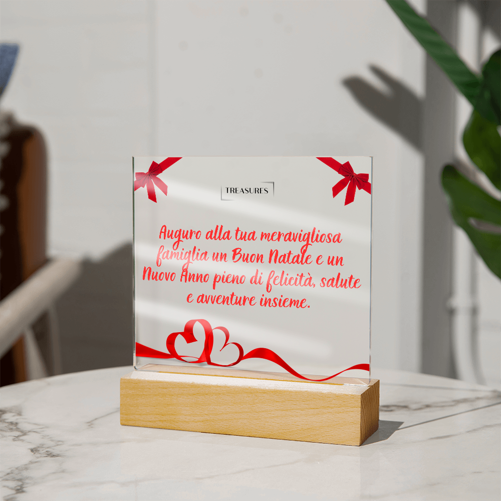 🎄 Targa Quadrata in Acrilico Stampato – Un'Indimenticabile Accoglienza Natalizia