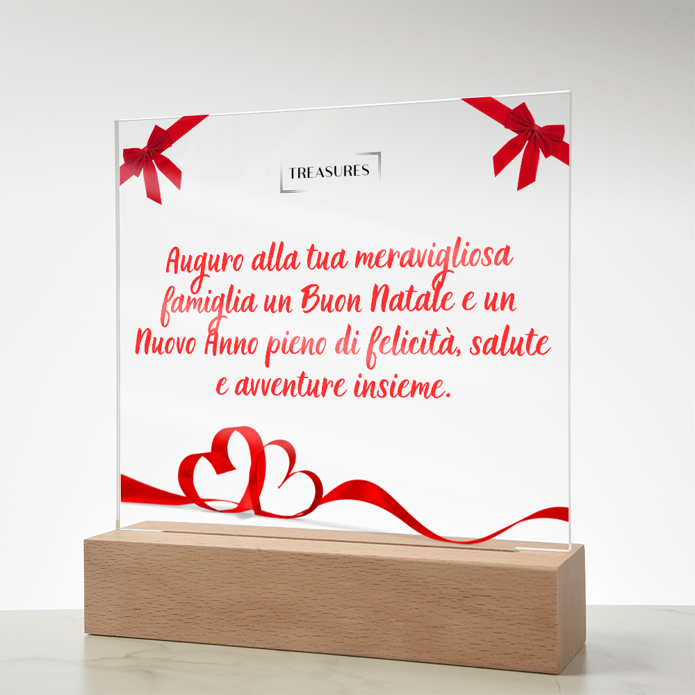 🎄 Targa Quadrata in Acrilico Stampato – Un'Indimenticabile Accoglienza Natalizia