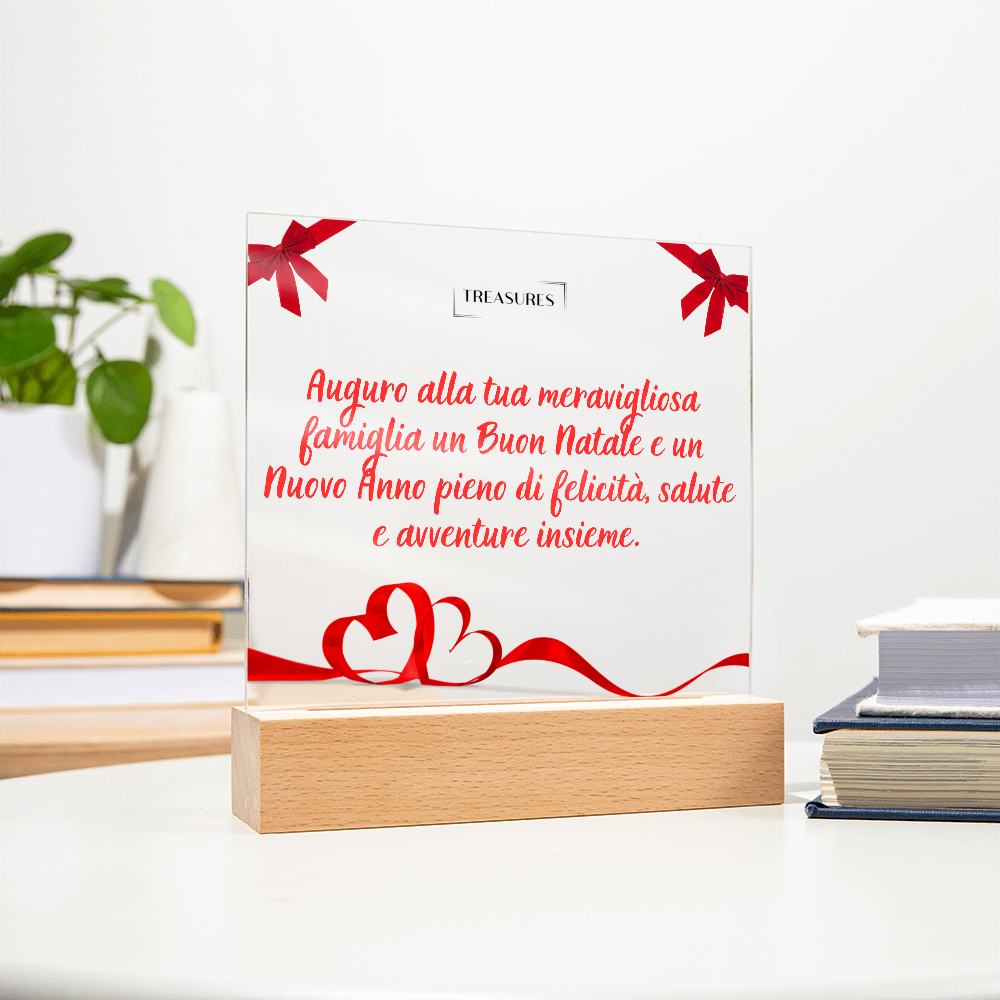 🎄 Targa Quadrata in Acrilico Stampato – Un'Indimenticabile Accoglienza Natalizia