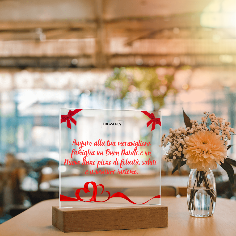 🎄 Targa Quadrata in Acrilico Stampato – Un'Indimenticabile Accoglienza Natalizia
