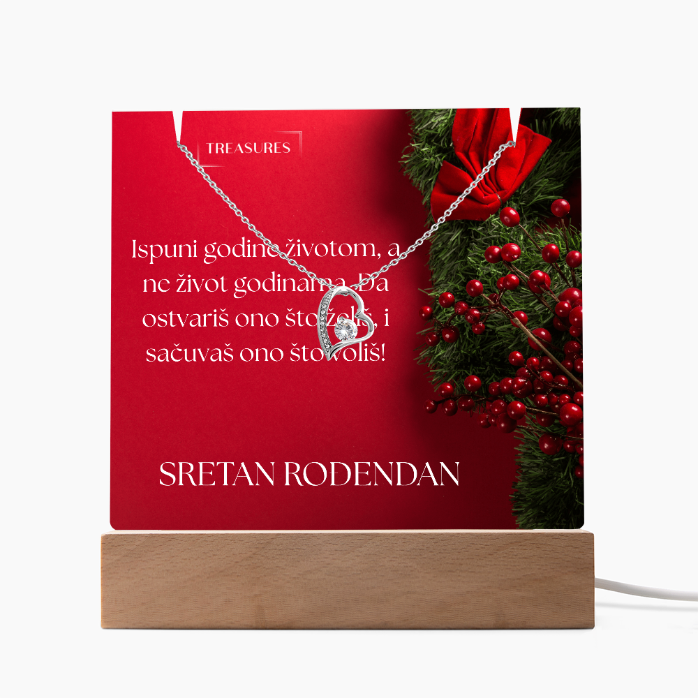 Keepsake Acrylic Bundle s LED postoljem i Forever Love ogrlicom