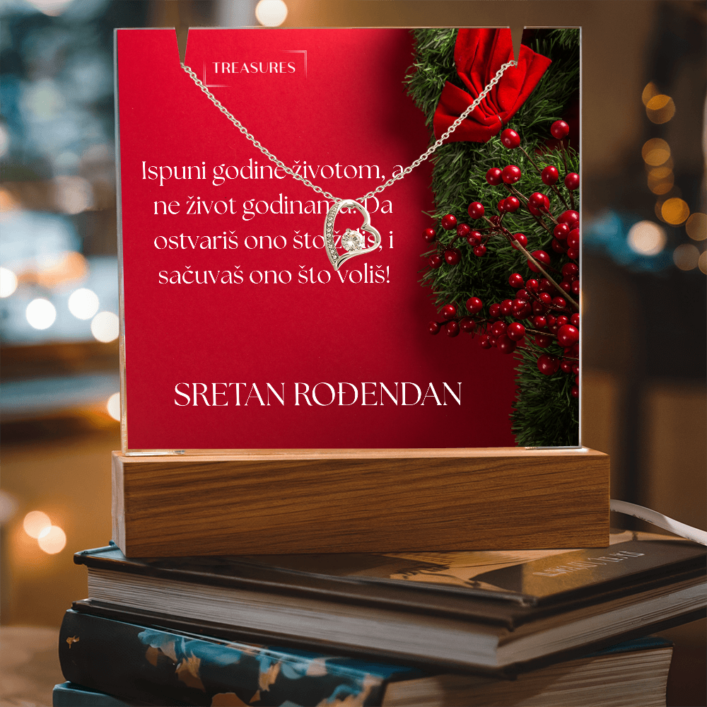 Keepsake Acrylic Bundle s LED postoljem i Forever Love ogrlicom