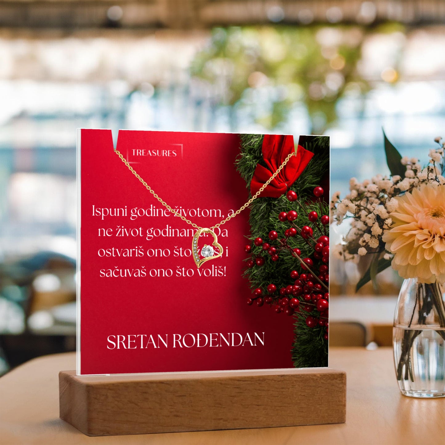 Keepsake Acrylic Bundle s LED postoljem i Forever Love ogrlicom