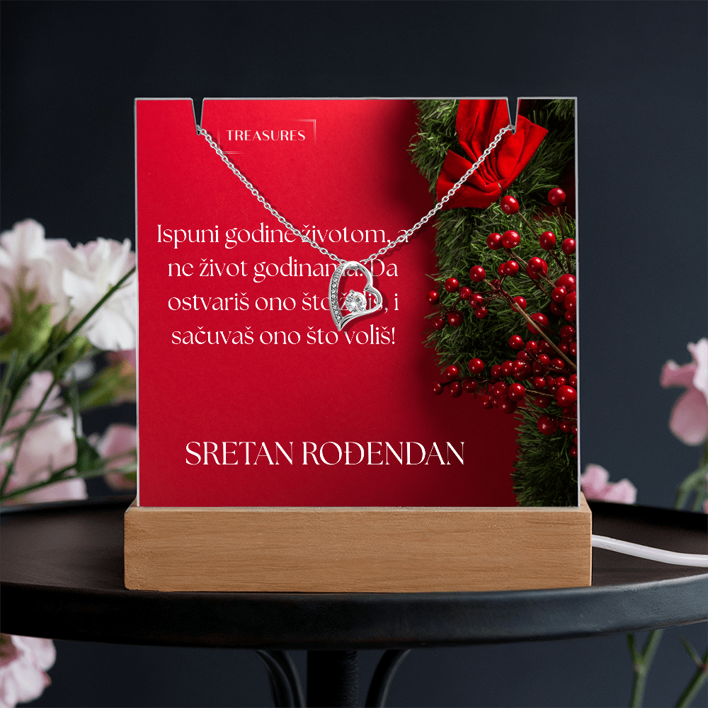 Keepsake Acrylic Bundle s LED postoljem i Forever Love ogrlicom