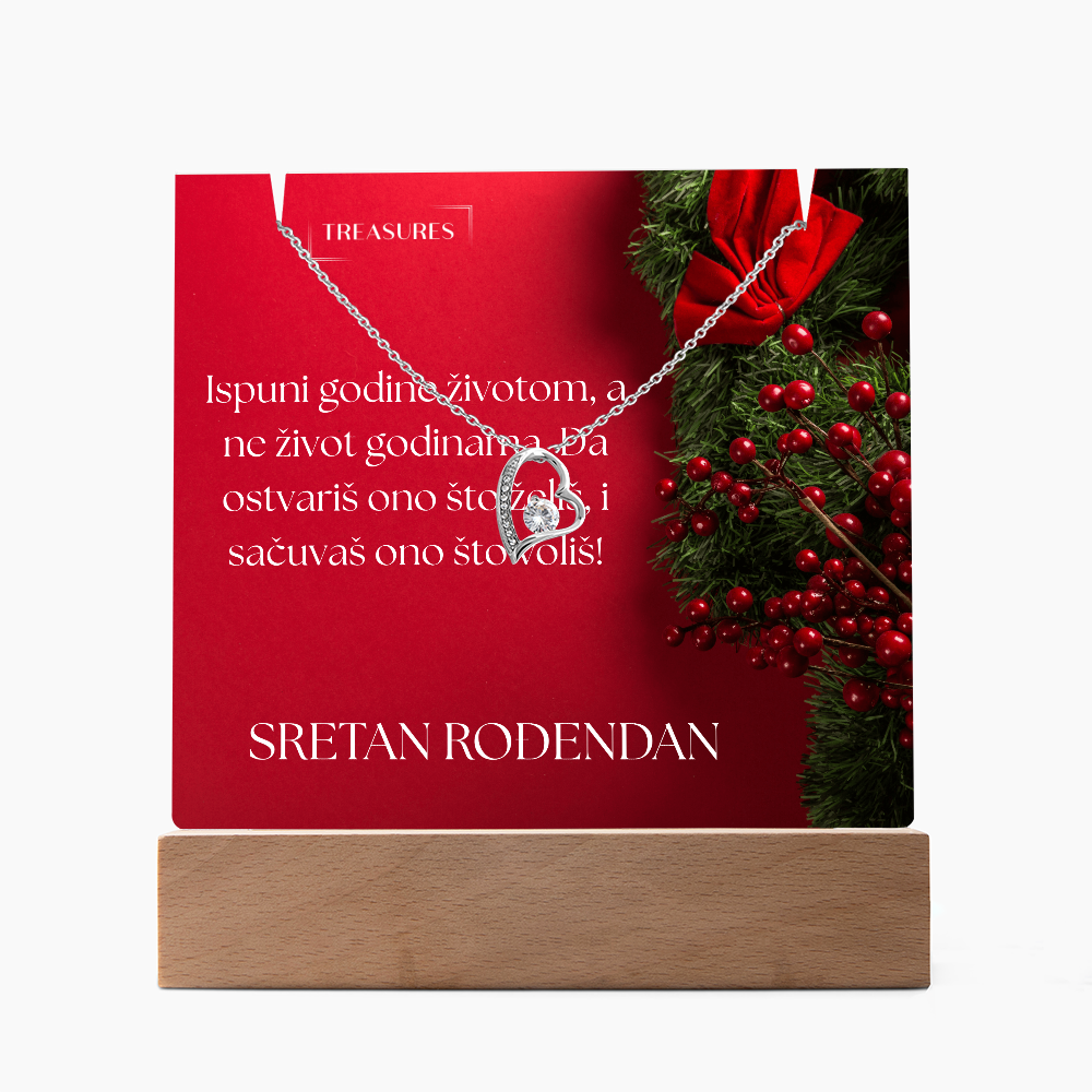 Keepsake Acrylic Bundle s LED postoljem i Forever Love ogrlicom