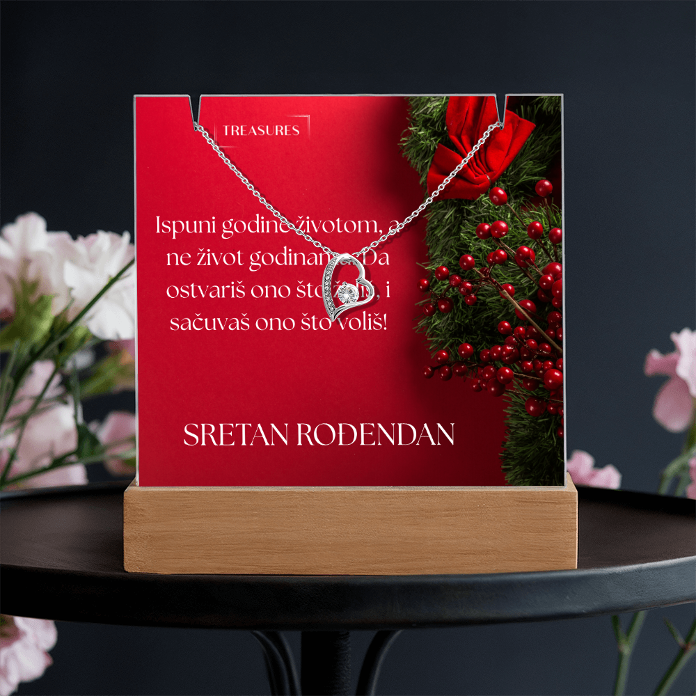 Keepsake Acrylic Bundle s LED postoljem i Forever Love ogrlicom