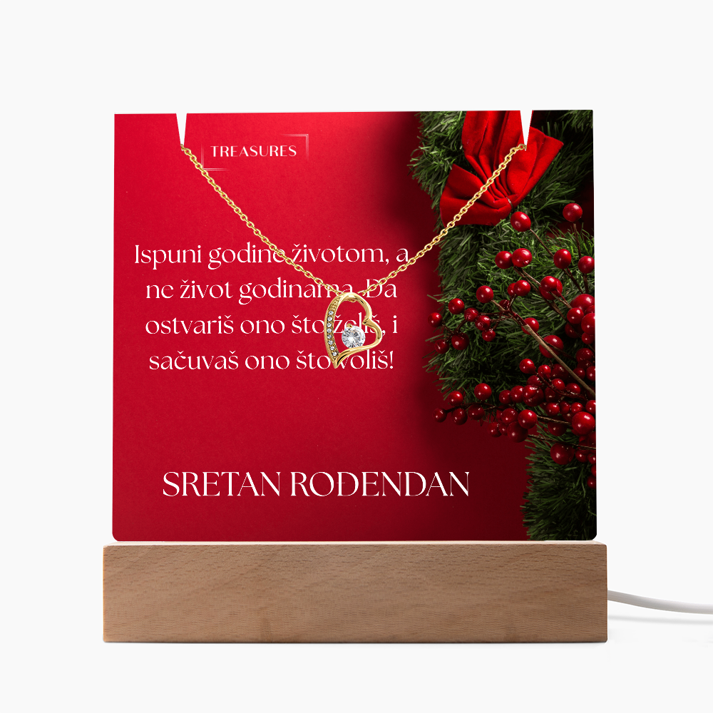 Keepsake Acrylic Bundle s LED postoljem i Forever Love ogrlicom