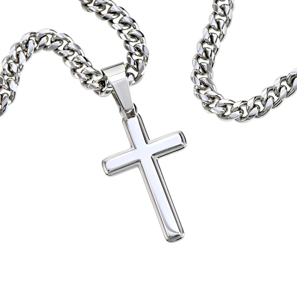 ✝️ Artisan cross necklace with Cuban link chain – A gift for real values