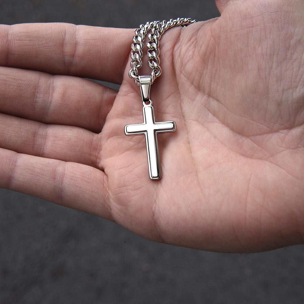 ✝️ Artisan cross necklace with Cuban link chain – A gift for real values